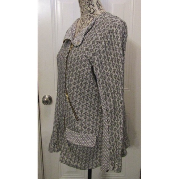 Lucky Brand Cardigan Vtg Lucky Lotus Gray Black Full Zip Sweater Womens Sz 1X - Picture 4 of 8